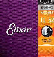 ELIXIR 11002 NANOWEB EX LIGHT Bronze ACOUSTIC GUITAR STRINGS 11-52