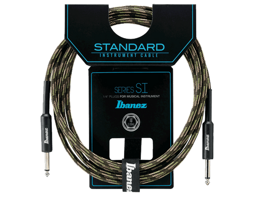 Ibanez SI10 Standard Series Guitar Instrument Cable 10 Foot Woven, Camouflage Green