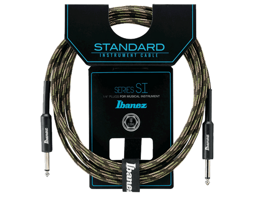 Ibanez SI10 Standard Series Guitar Instrument Cable 10 Foot Woven, Camouflage Green