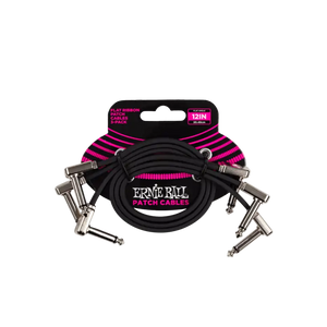 ERNIE BALL CABLE -12IN FLAT RIBBON PATCH CABLE BLACK 3-PACK