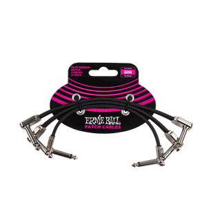 ERNIE BALL CABLE - 6IN FLAT RIBBON PATCH CABLE BLACK 3-PACK - BLACK