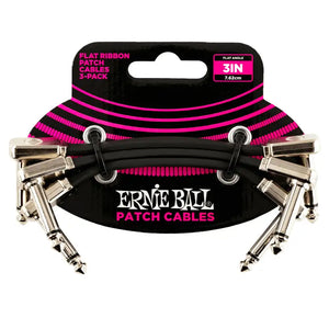 ERNIE BALL CABLE - 3" - 3 PACK - FLAT RIBBON PATCH CABLE - BLACK